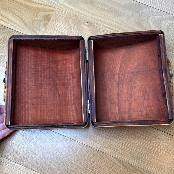 Vintage Wicker Purse Woven Wooden Handbag - Picture 6 of 7